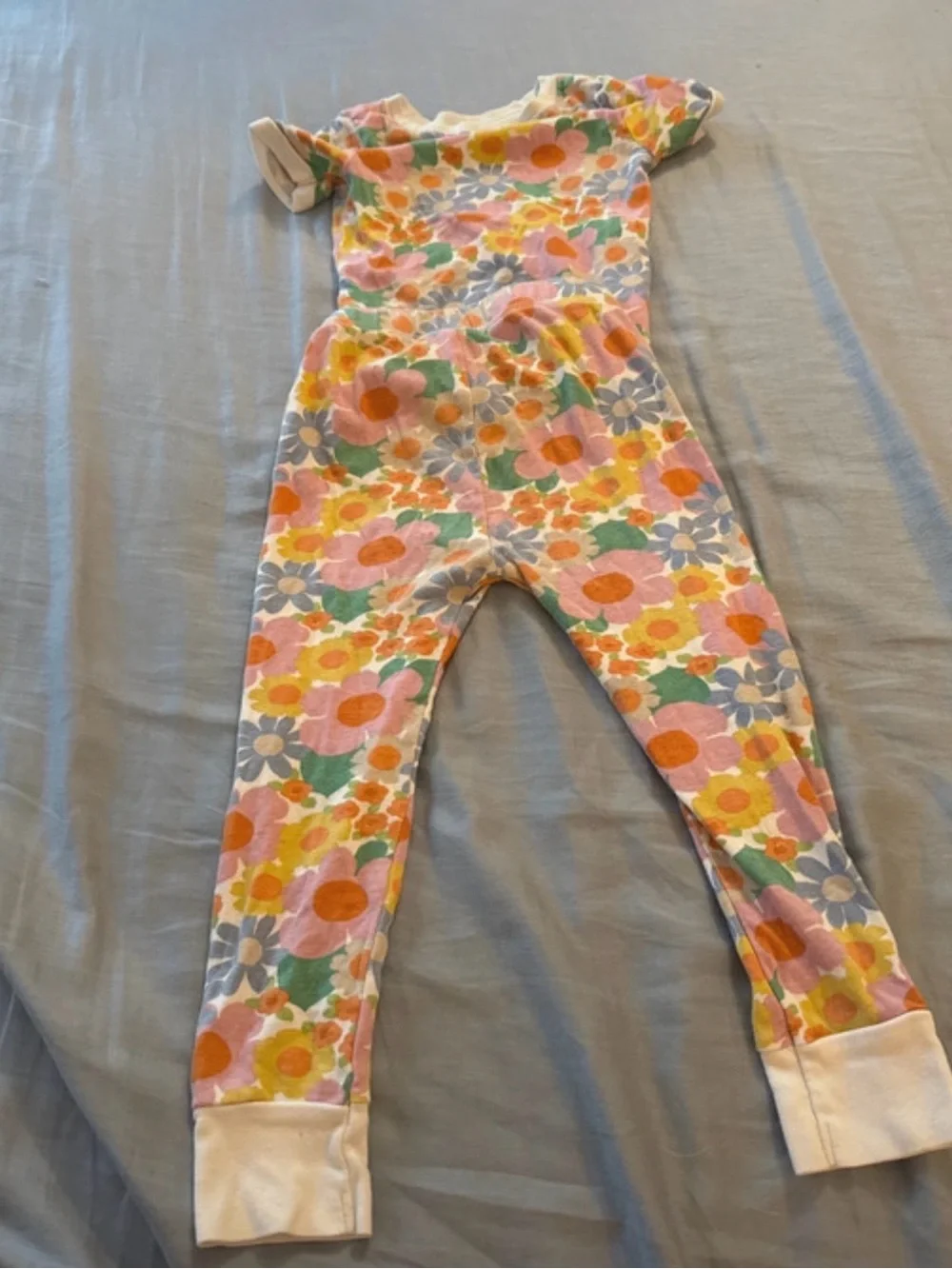 Floral Print Kids Pajama Set- Pink & Yellow